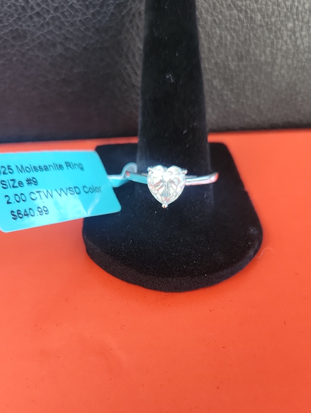 Heart-Cut White Moissanite Solitaire Ring In Sterling Silver Size 9
